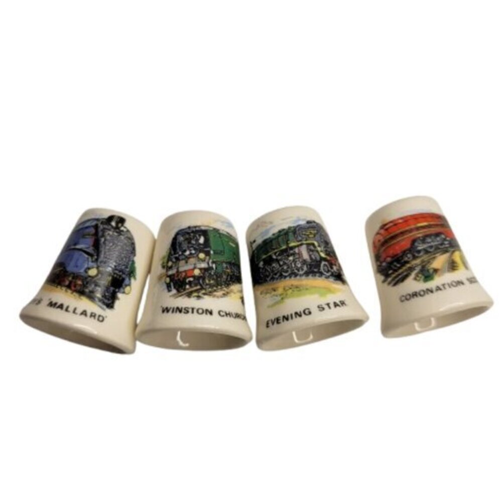 💥FREE W/Purchase Vtg Powerful Steam Locomotive Train Porcelain China Thimbles